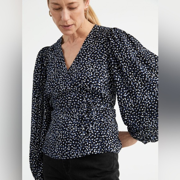 & Other Stories NWOT Puff Sleeve Wrap Blouse - Picture 2 of 8